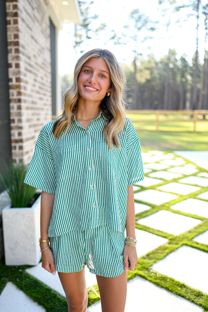 Clover Striped Short Sleeve Set