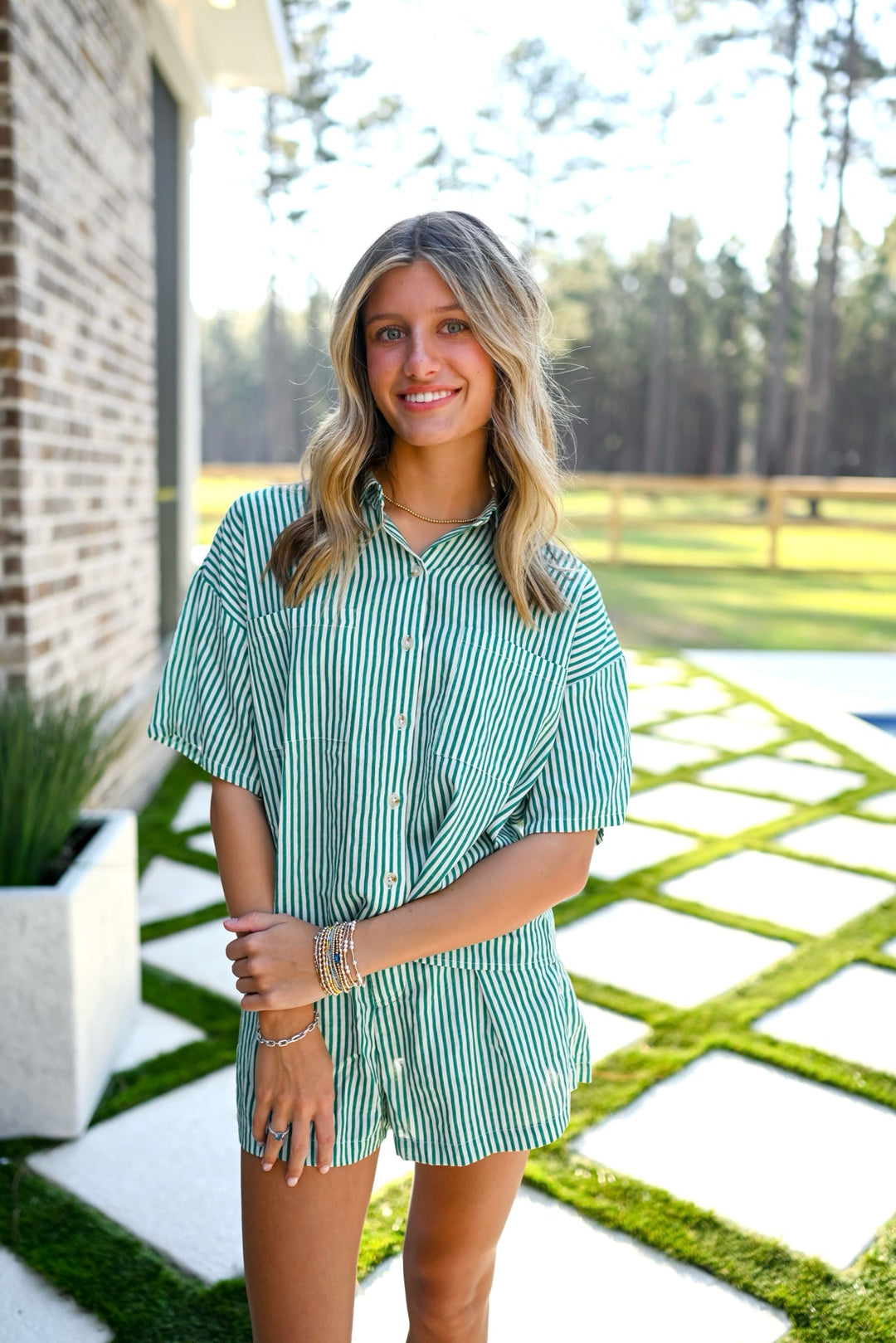 Clover Striped Short Sleeve Set