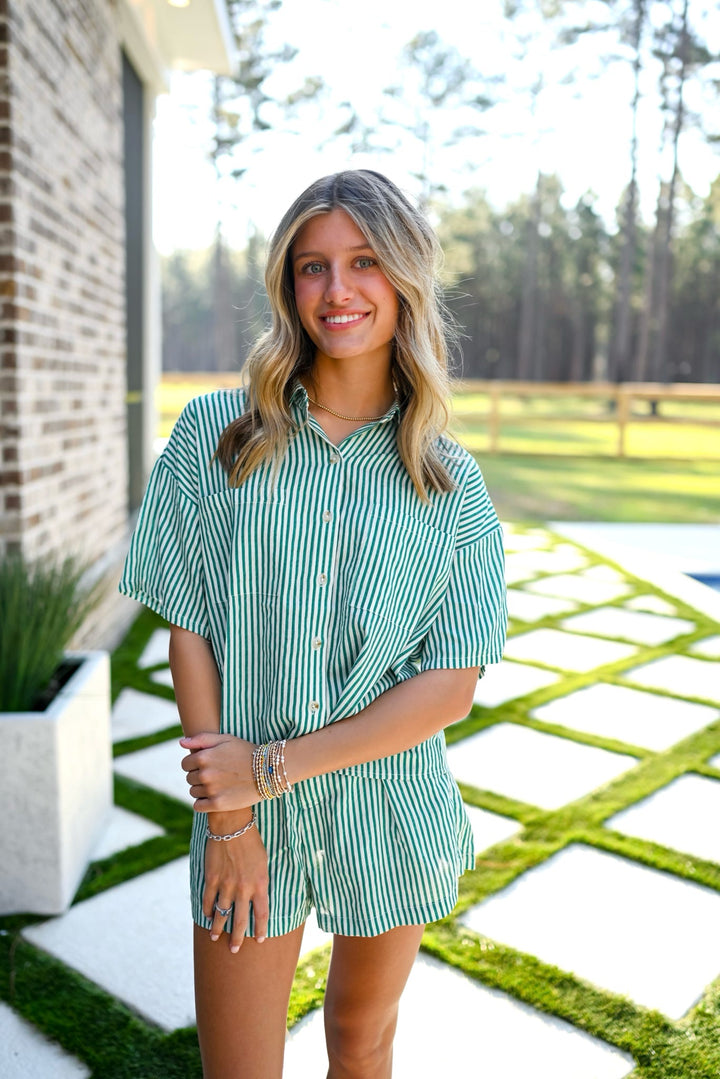 Clover Striped Short Sleeve Set