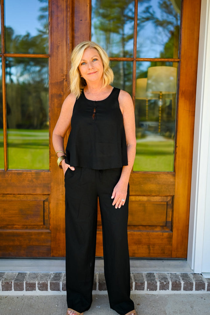 Woven Black Pant Set
