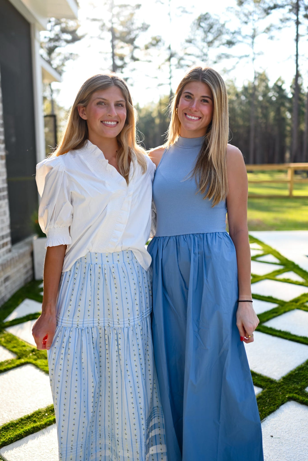 Blue Mockneck Maxi Dress