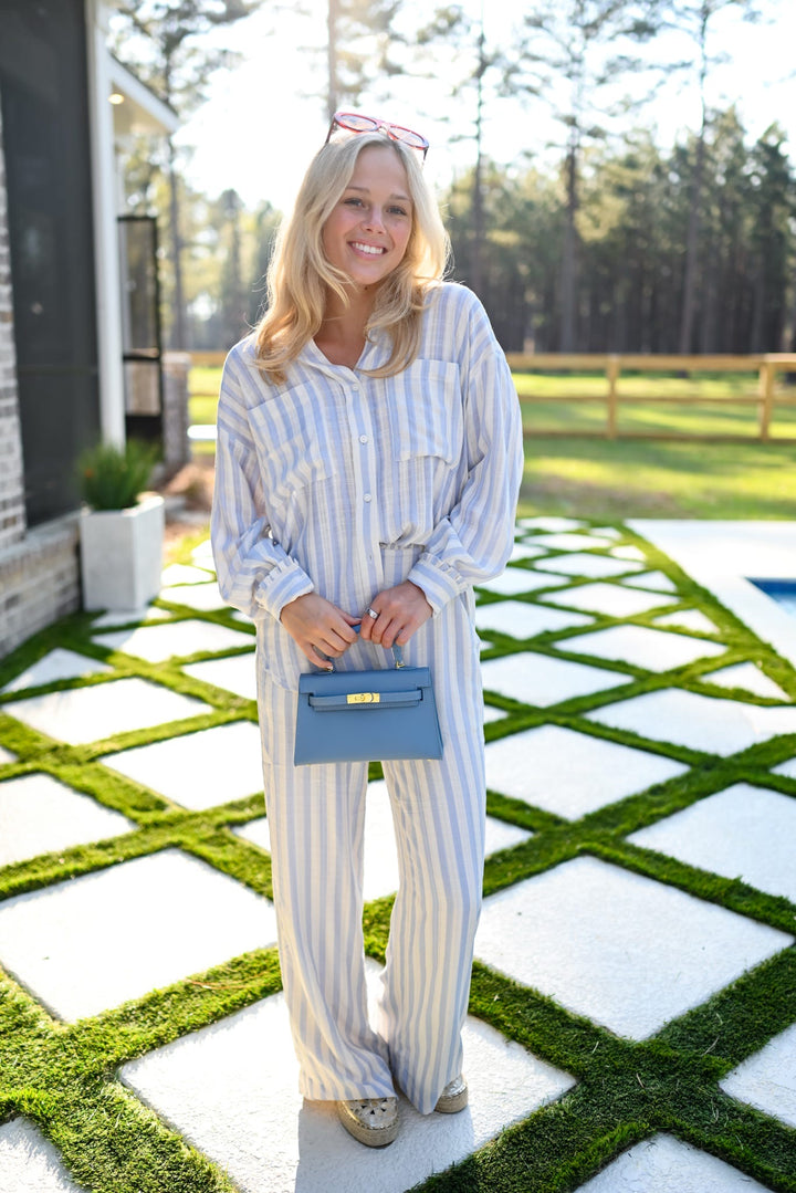 Cloud Blue Striped Pant Set