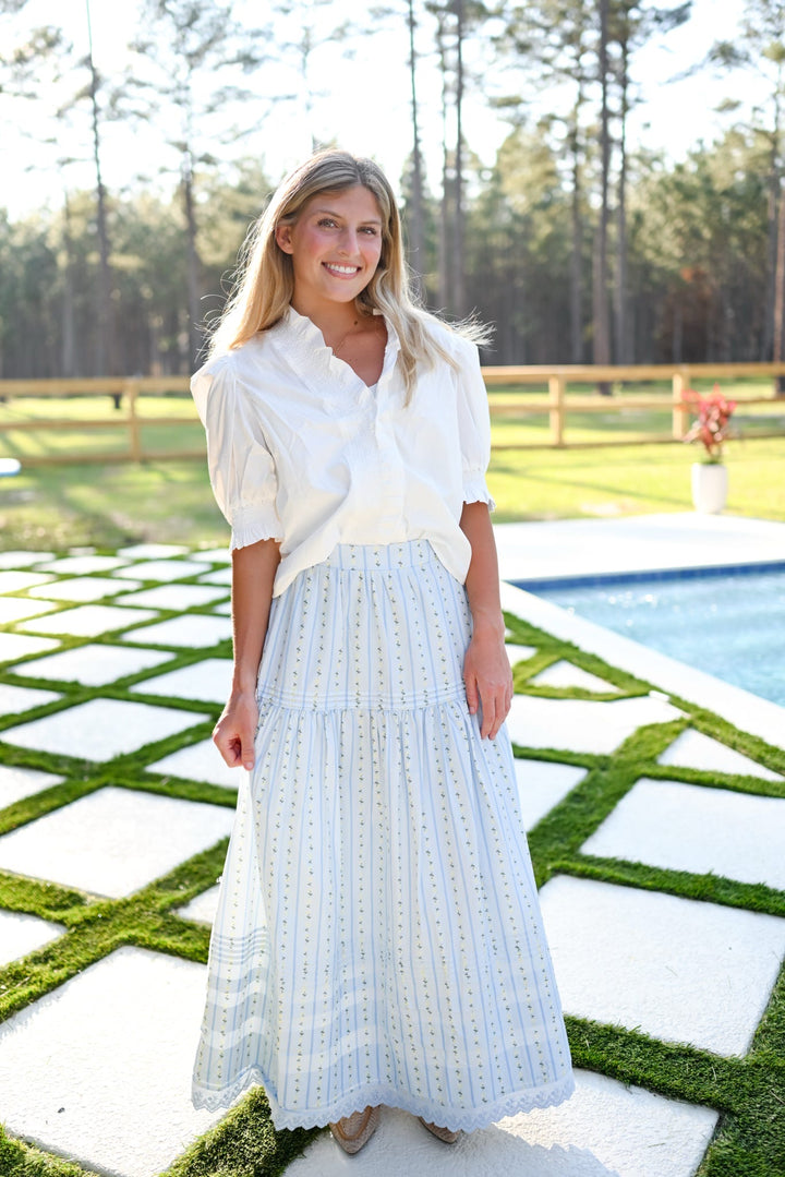 White Poplin Puff Sleeve Top