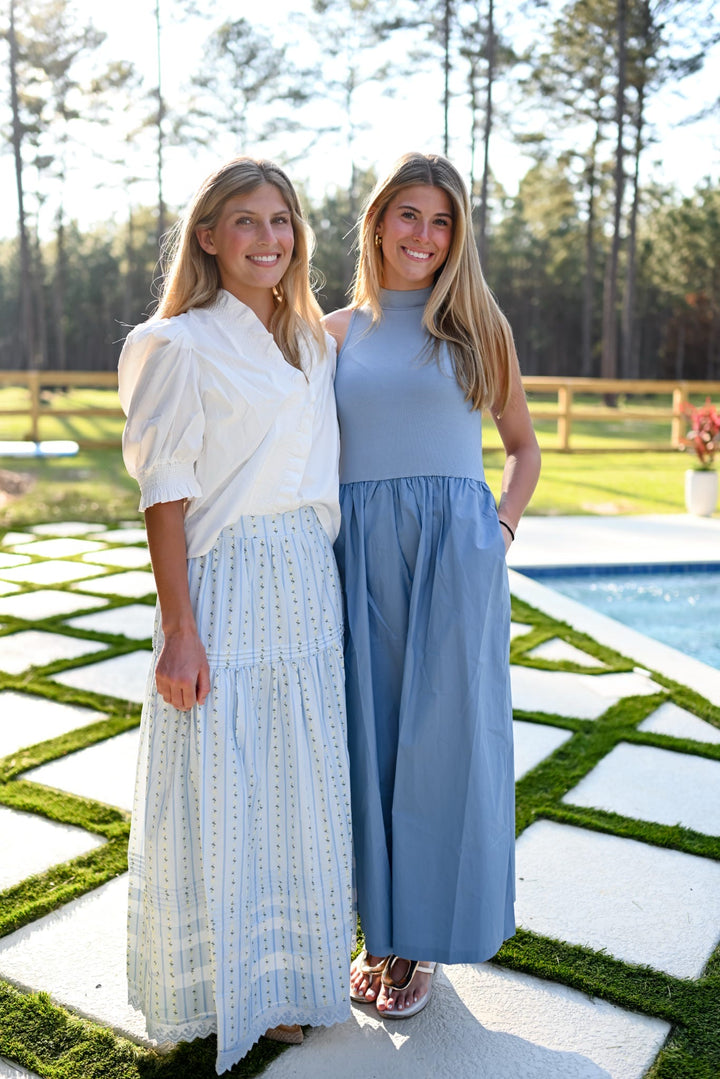 Floral Stripes Maxi Skirt