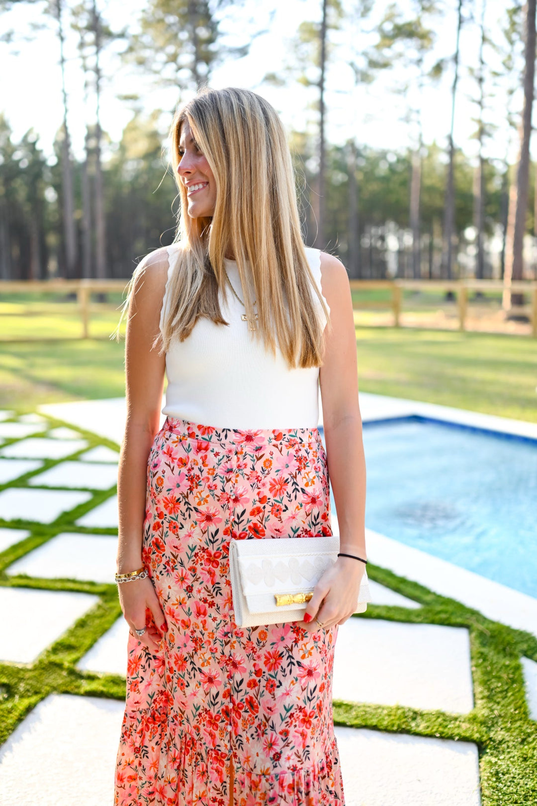 Pink Petal Midi Skirt