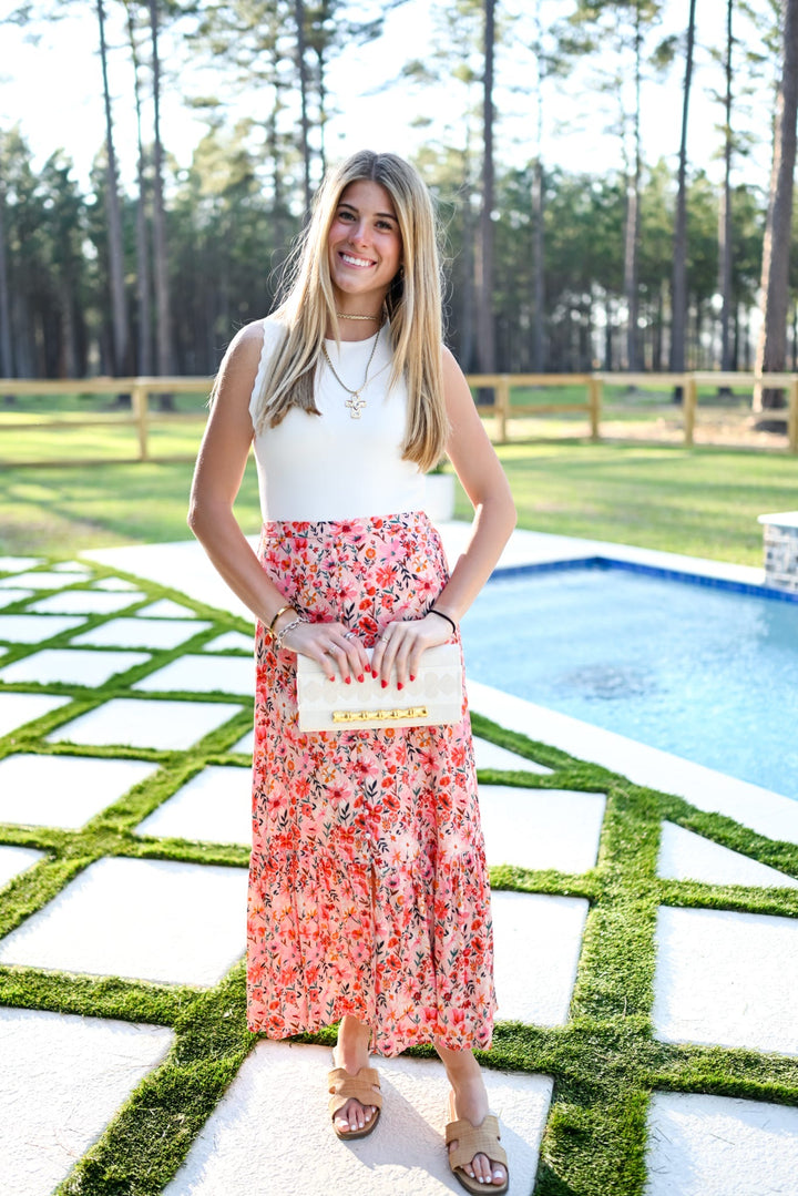 Pink Petal Midi Skirt