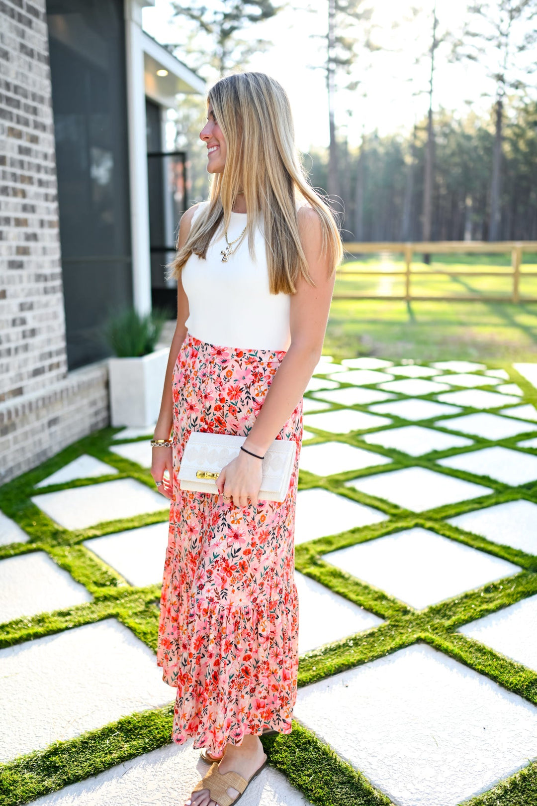 Pink Petal Midi Skirt