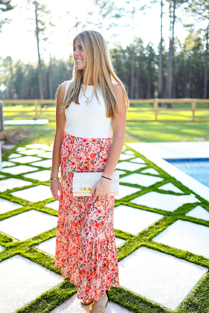 Pink Petal Midi Skirt