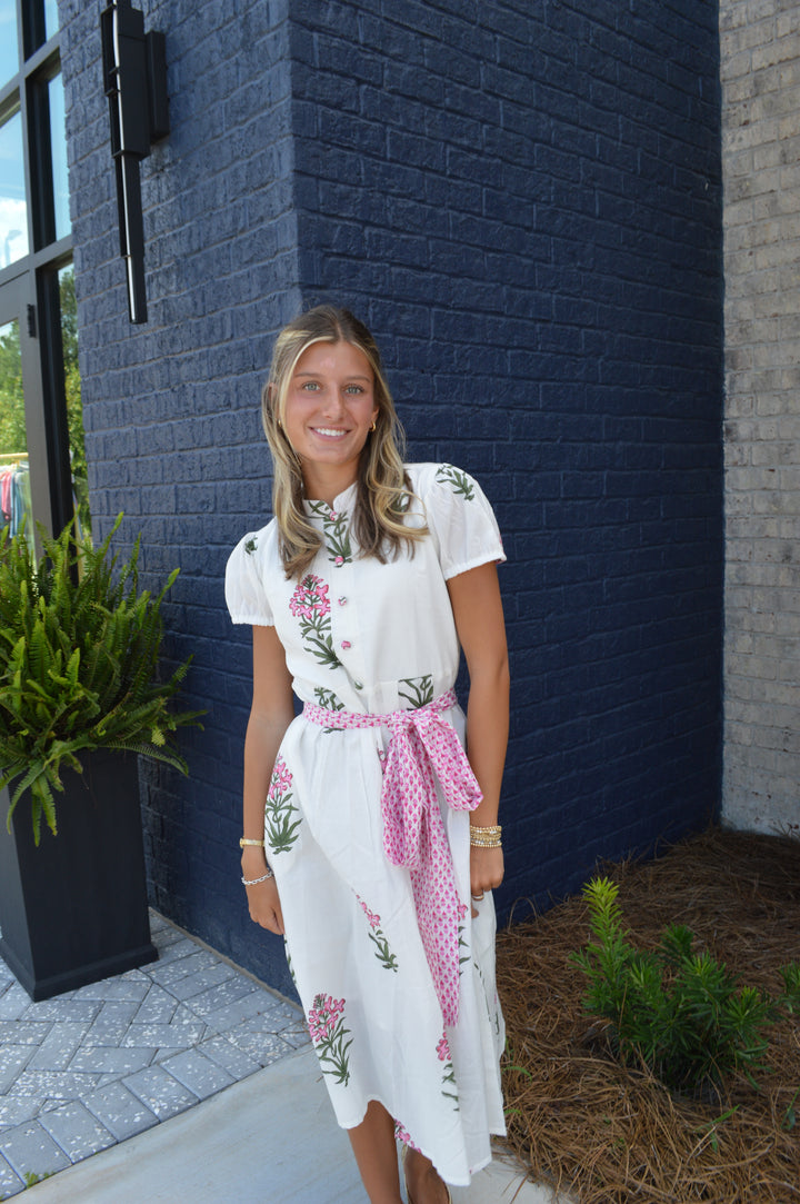 Cap Sleeve Floral Dress