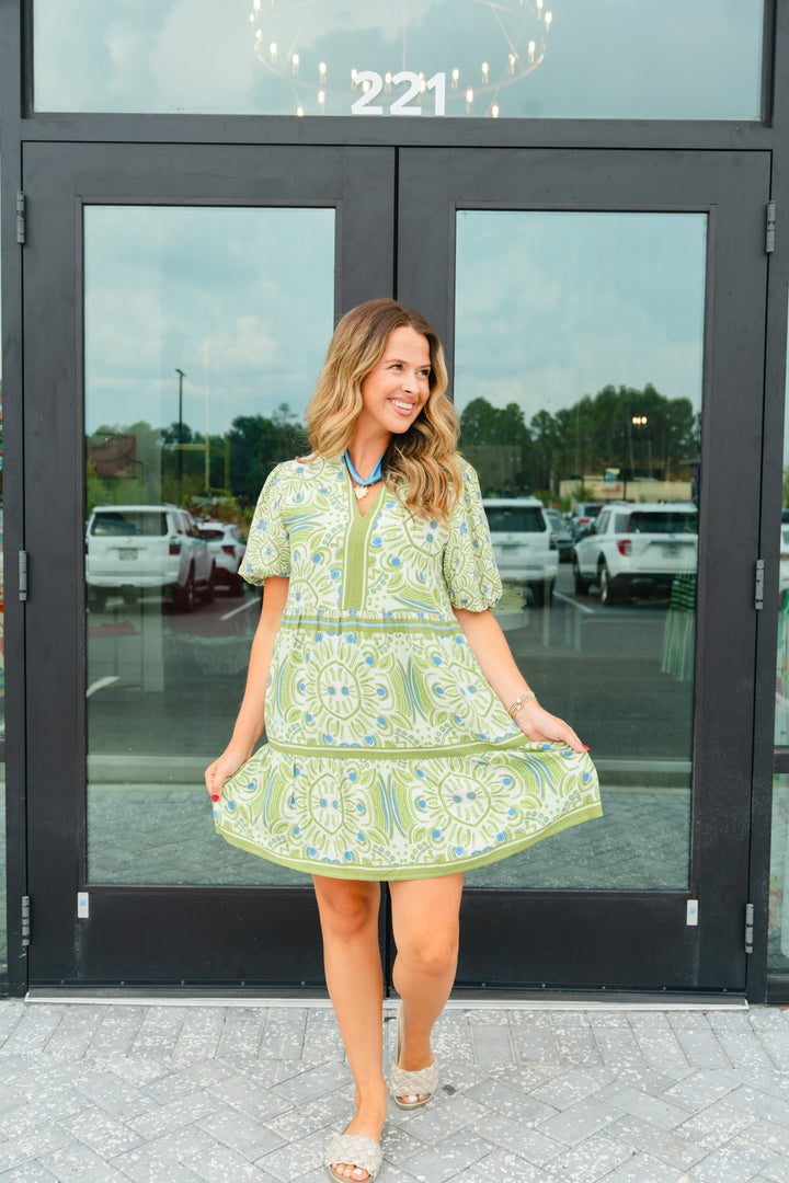 Green Garden Mini Dress