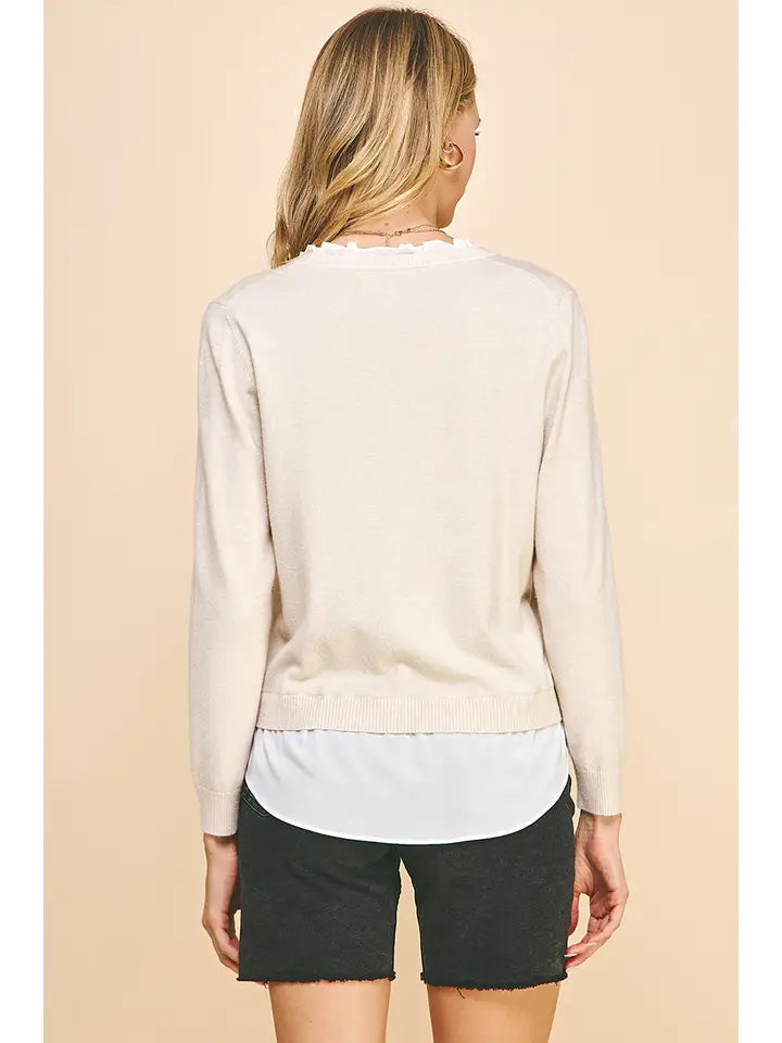 Long Sleeve Knit Combo Top