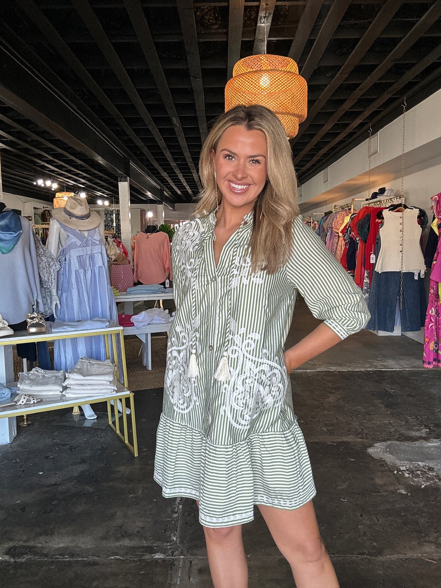 Green Striped Dress