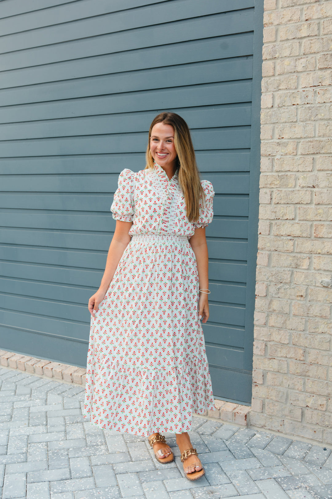 High Collar Floral Maxi Dress