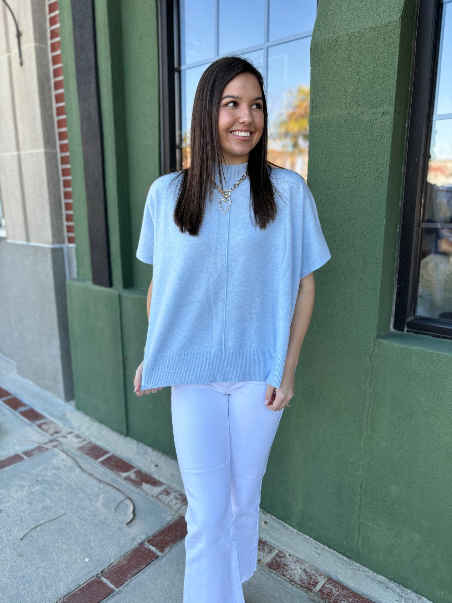 The Caroline In Baby Blue Sweater Top