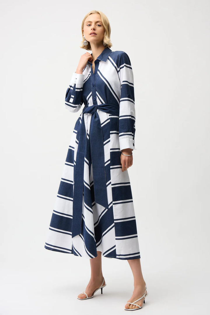 Navy Striped Midi Dress - Joseph Ribkoff
