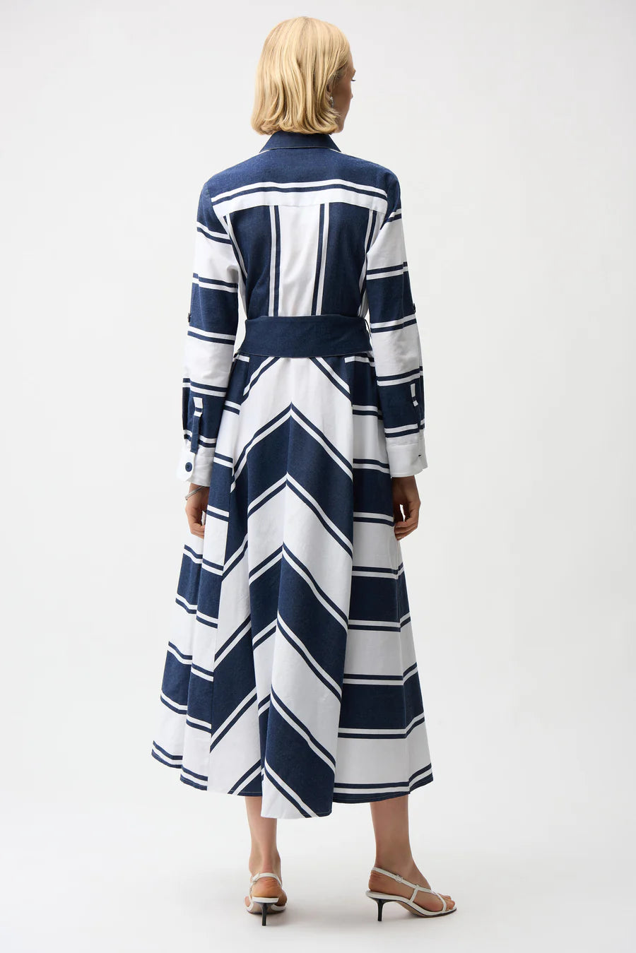 Navy Striped Midi Dress - Joseph Ribkoff