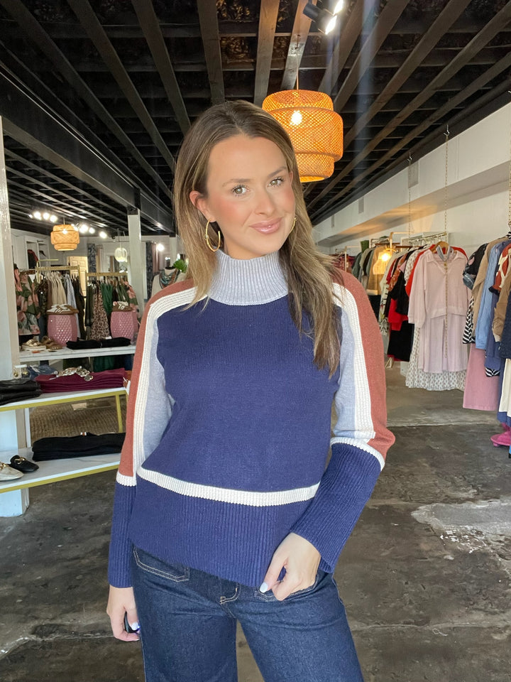 Navy Colorblock Sweater