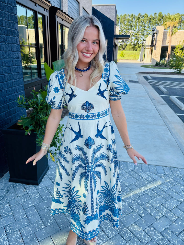Blue Bird Midi Dress
