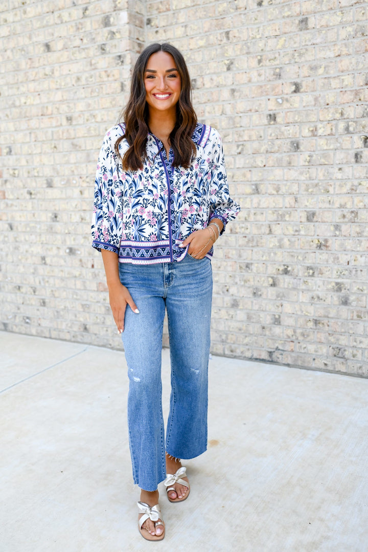 Vintage Meadow Trim Blouse