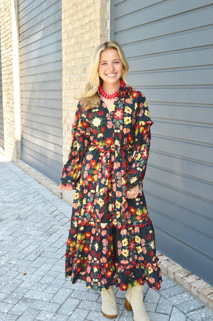 Botanical Shadow Maxi Dress