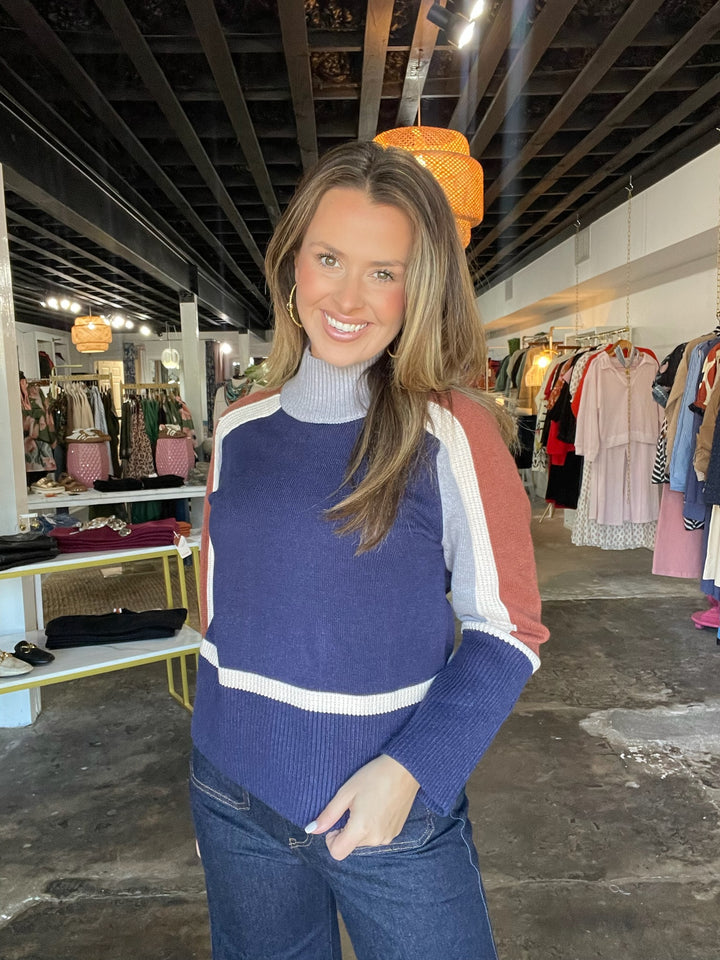 Navy Colorblock Sweater