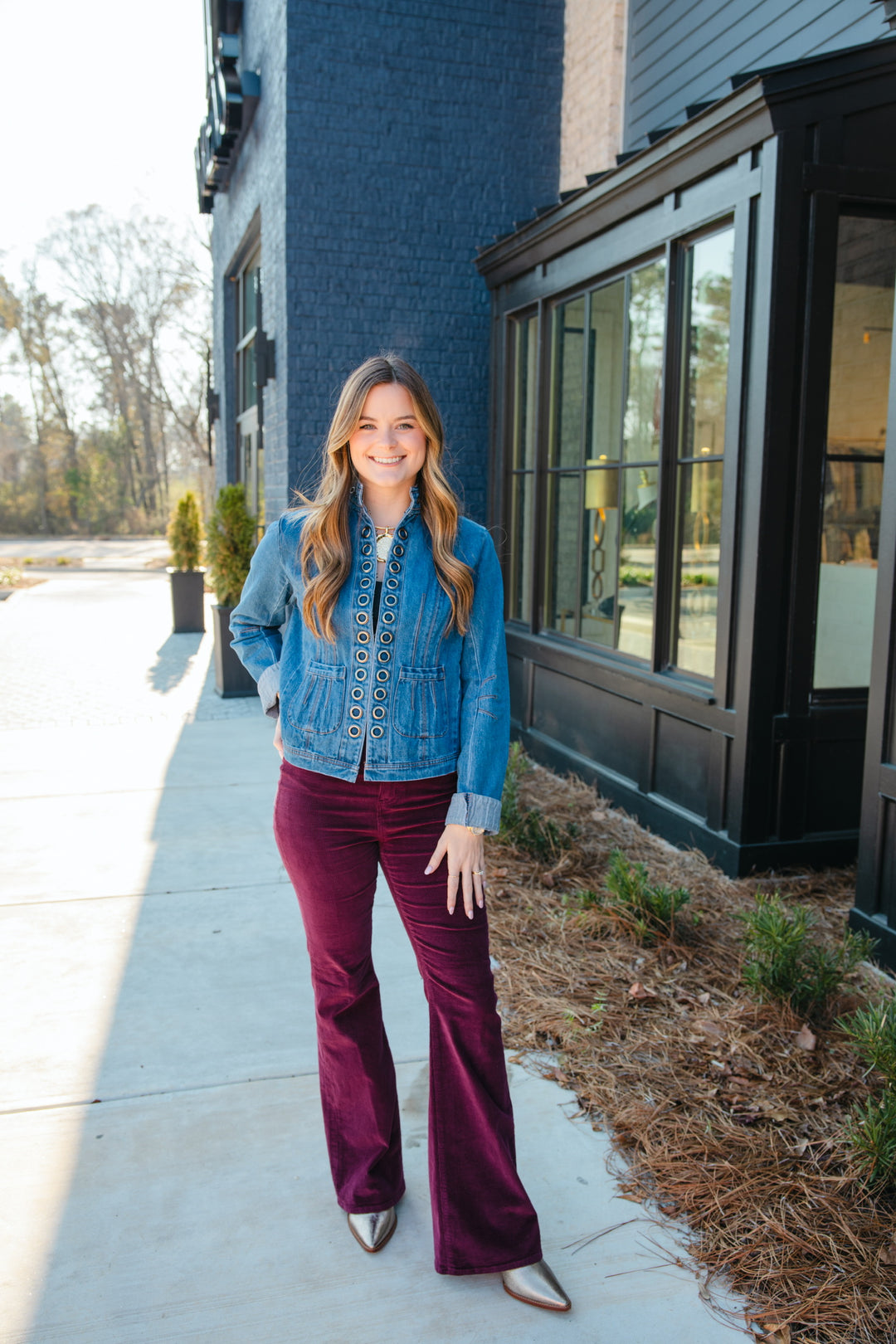 Sunset Flare High Rise in Fig Cord - Daze Denim