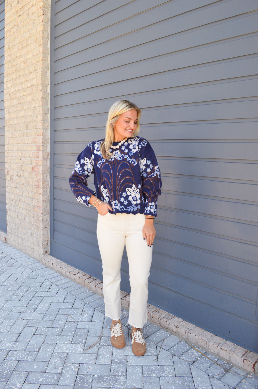 Navy Printed Sweater