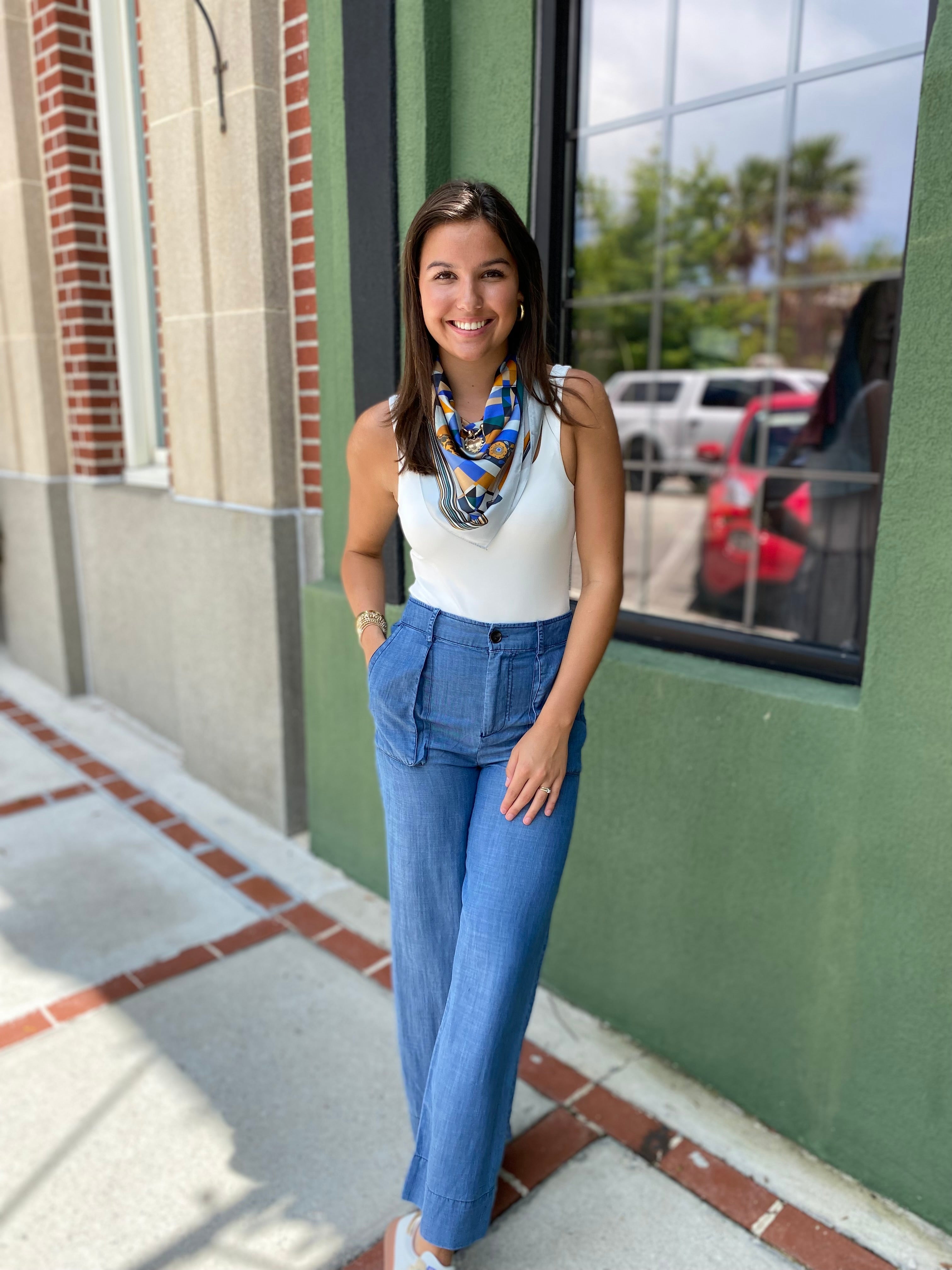 Chambray Wide Leg Pants