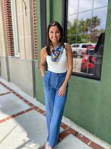 Chambray Wide Leg Pants