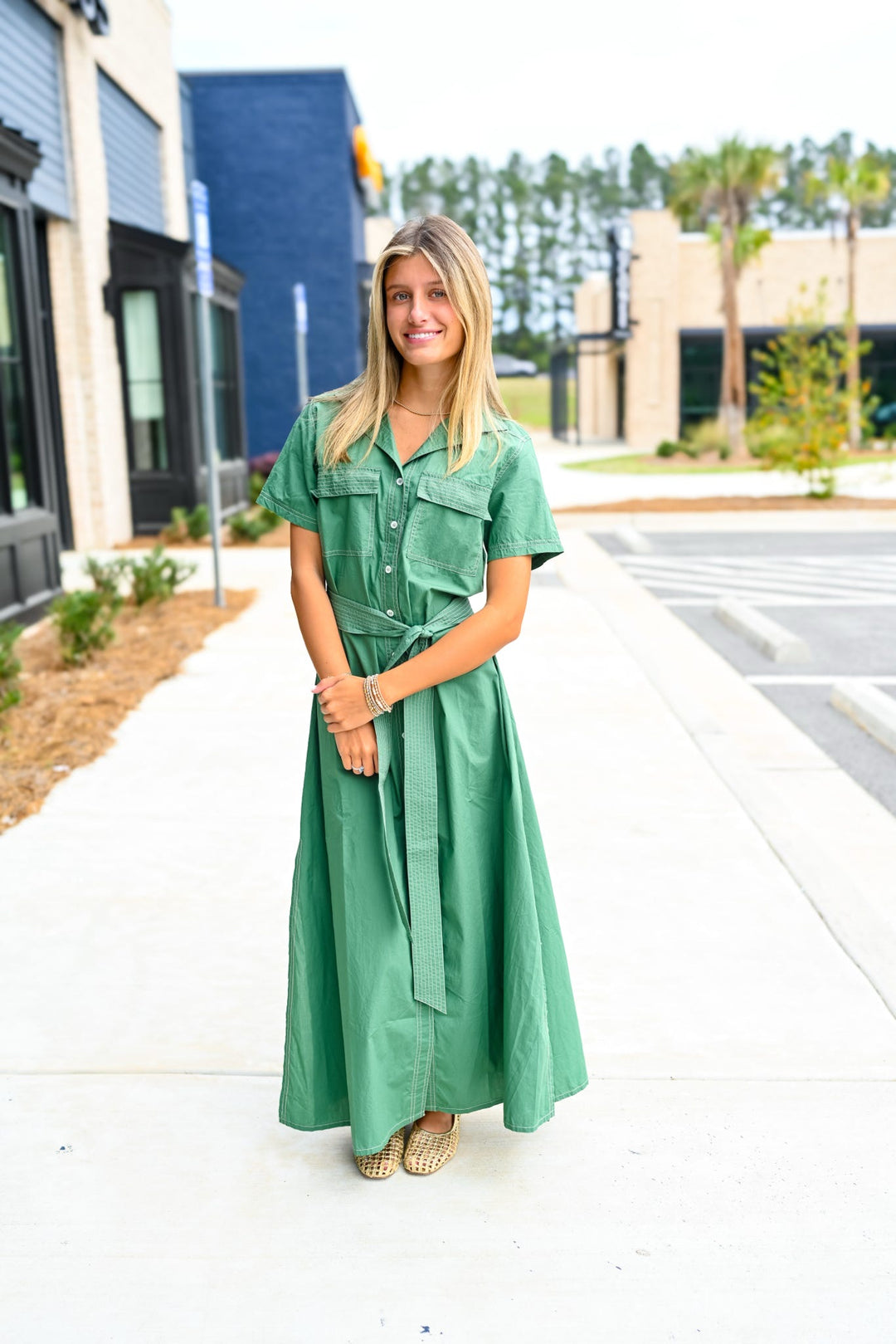 Solid Palm Amira Shirtdress