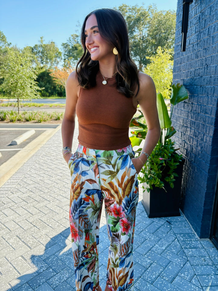 Leaf Mosaic Ankle Pant
