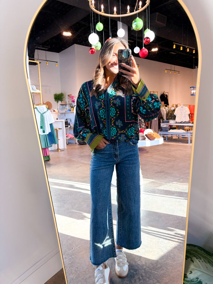 Black Floral Tile Shirt