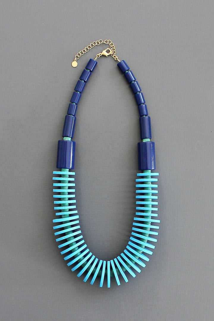 Capri Blue Wood and Acrylic Necklace