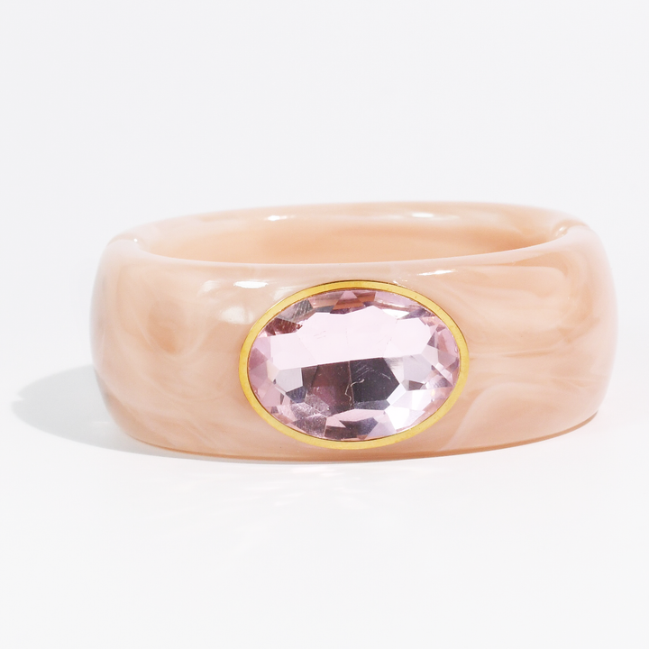 Gemstone Resin Cuff Bracelet: Olive