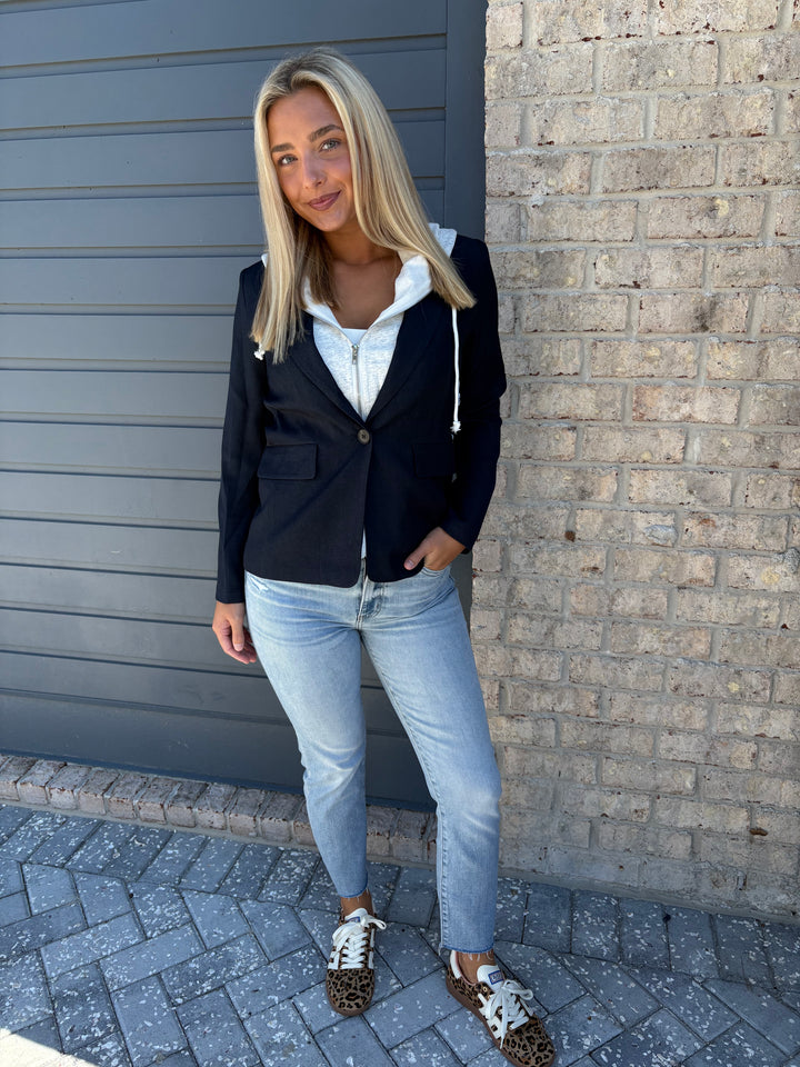 Navy Sweatshirt Blazer