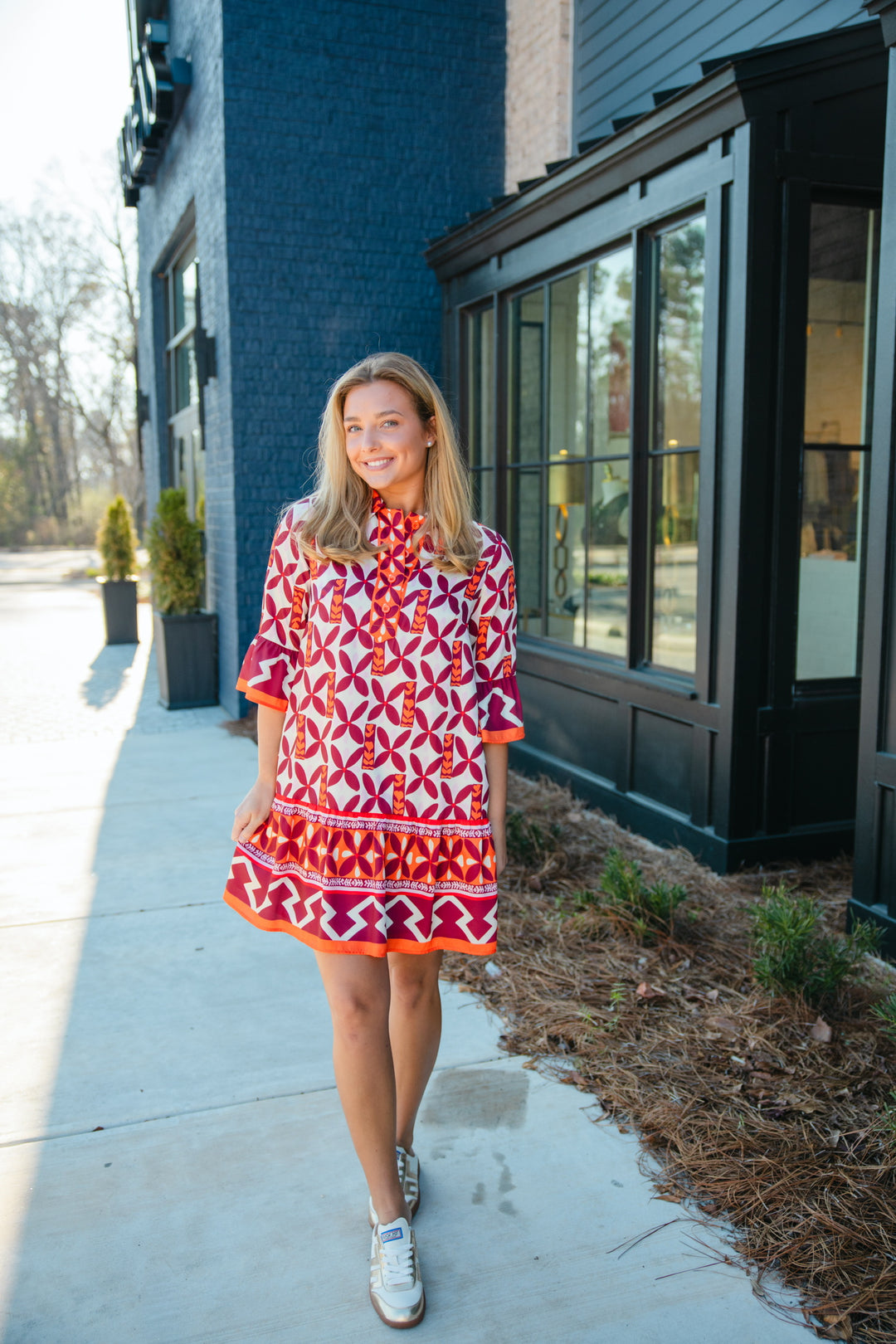 Lattice Border Mini Dress