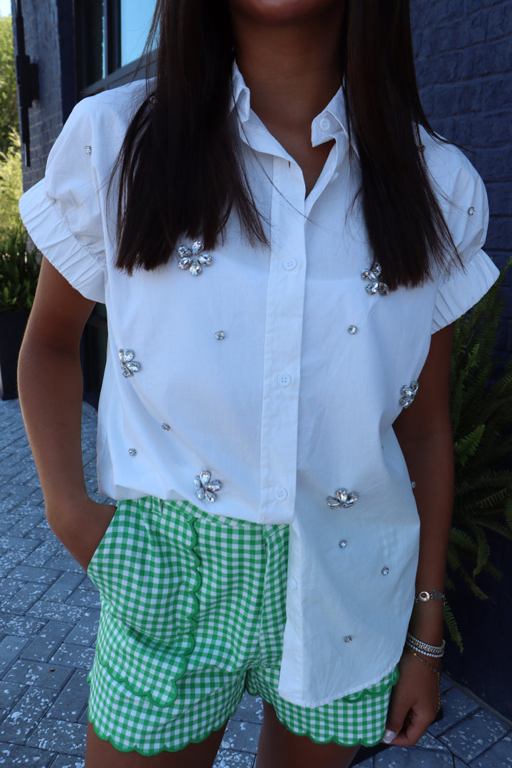 Green Gingham Short