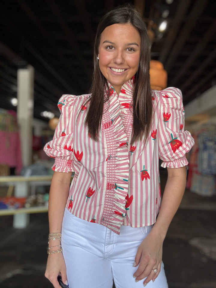 Stripe Ruffle Poppy Top