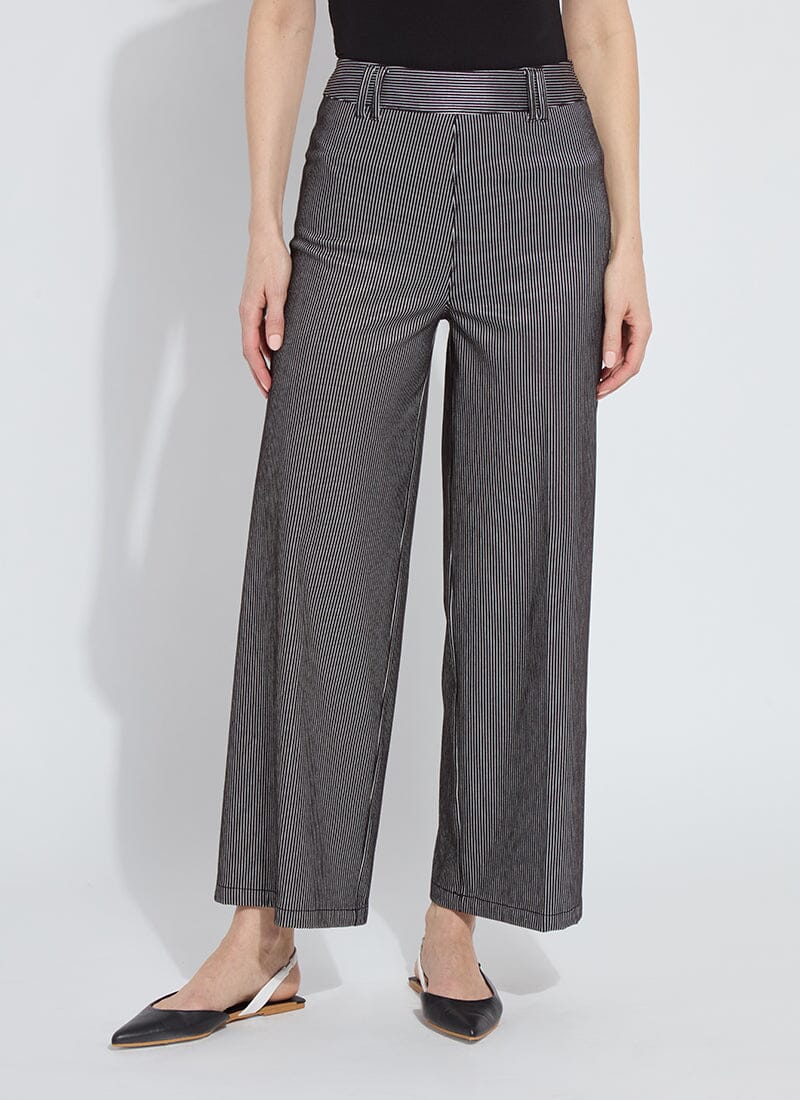 Darlene High Waist Wide Leg Denim in Black Sheen