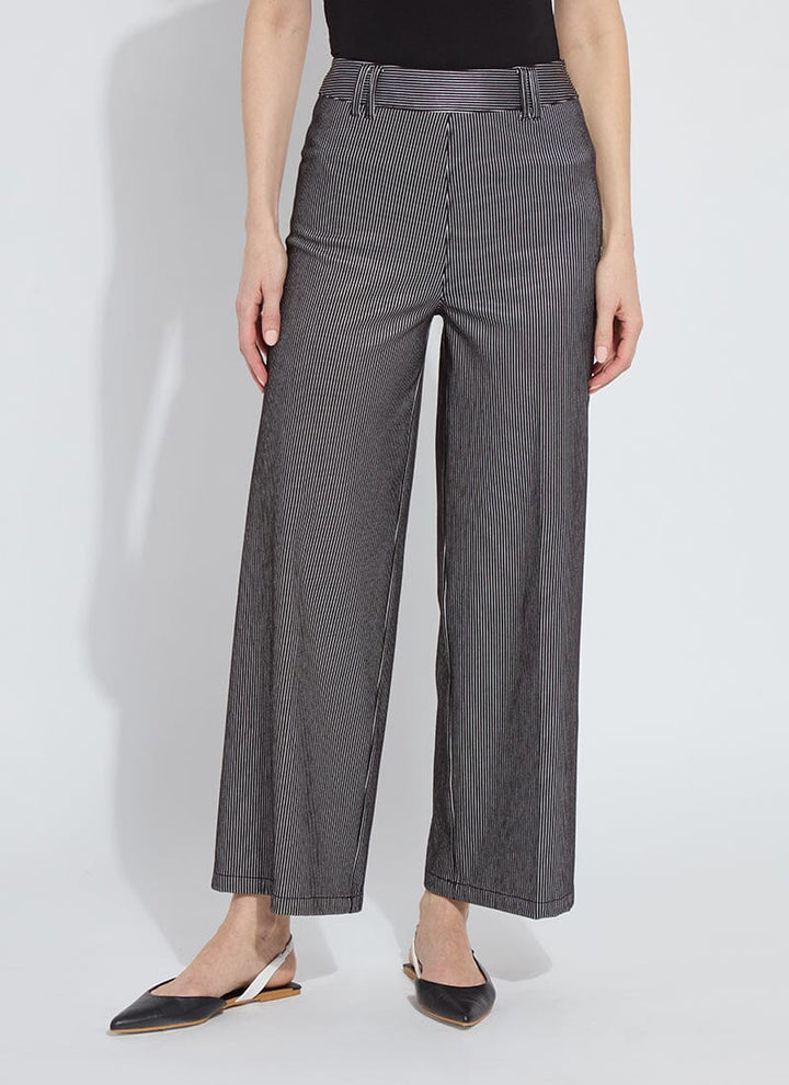 Darlene High Waist Wide Leg Denim in Black Sheen