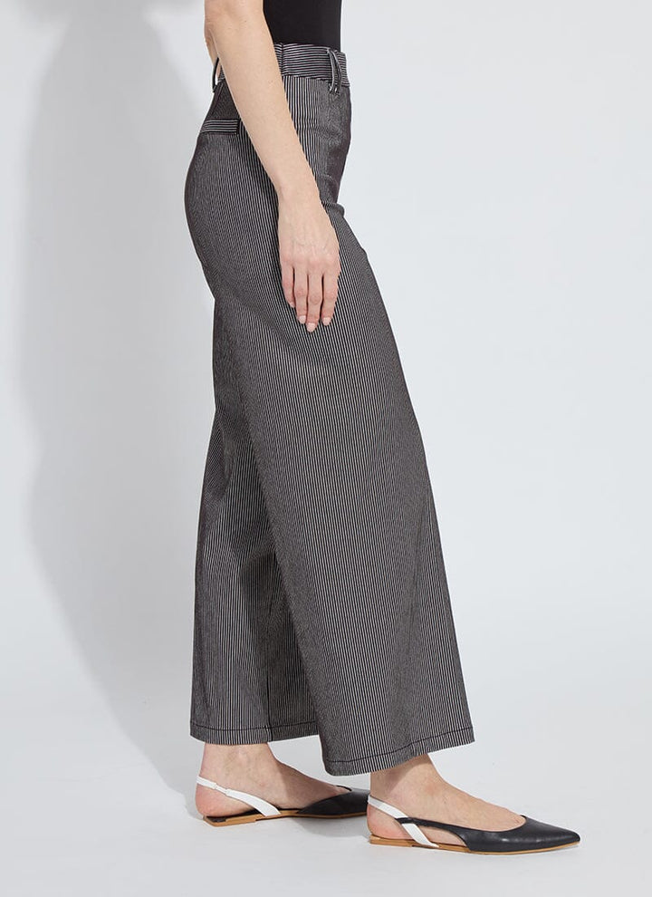 Darlene High Waist Wide Leg Denim in Black Sheen
