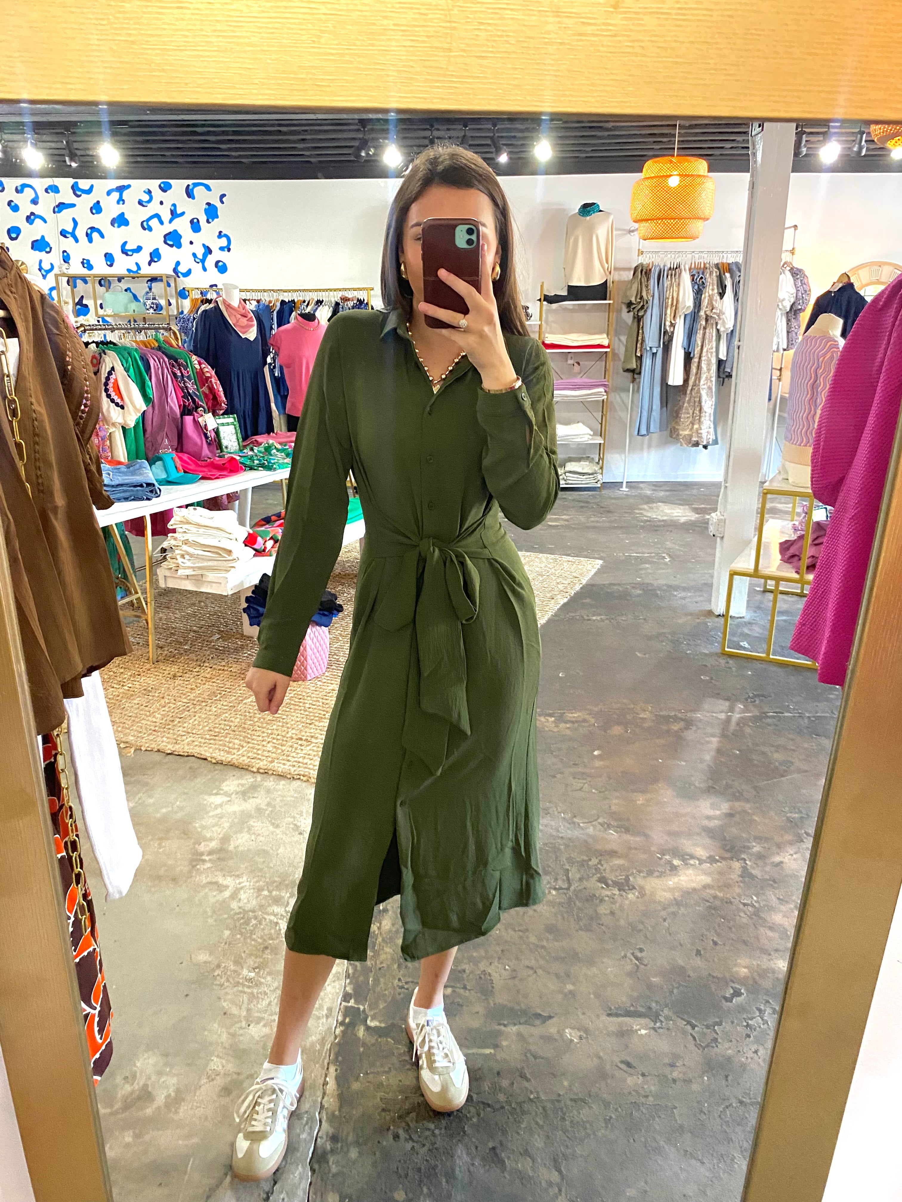 Olive Green Tie Dress