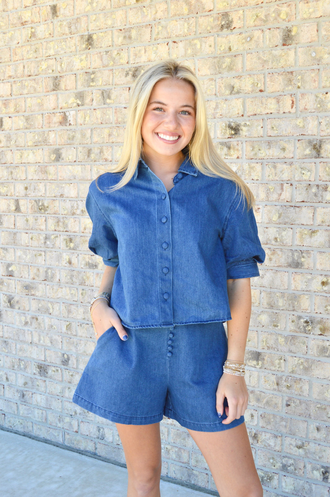 Denim Button Shorts