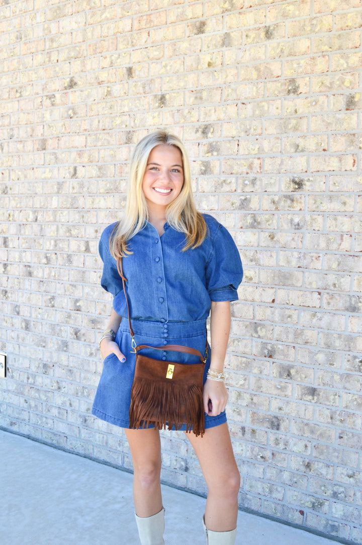Denim Button Shorts