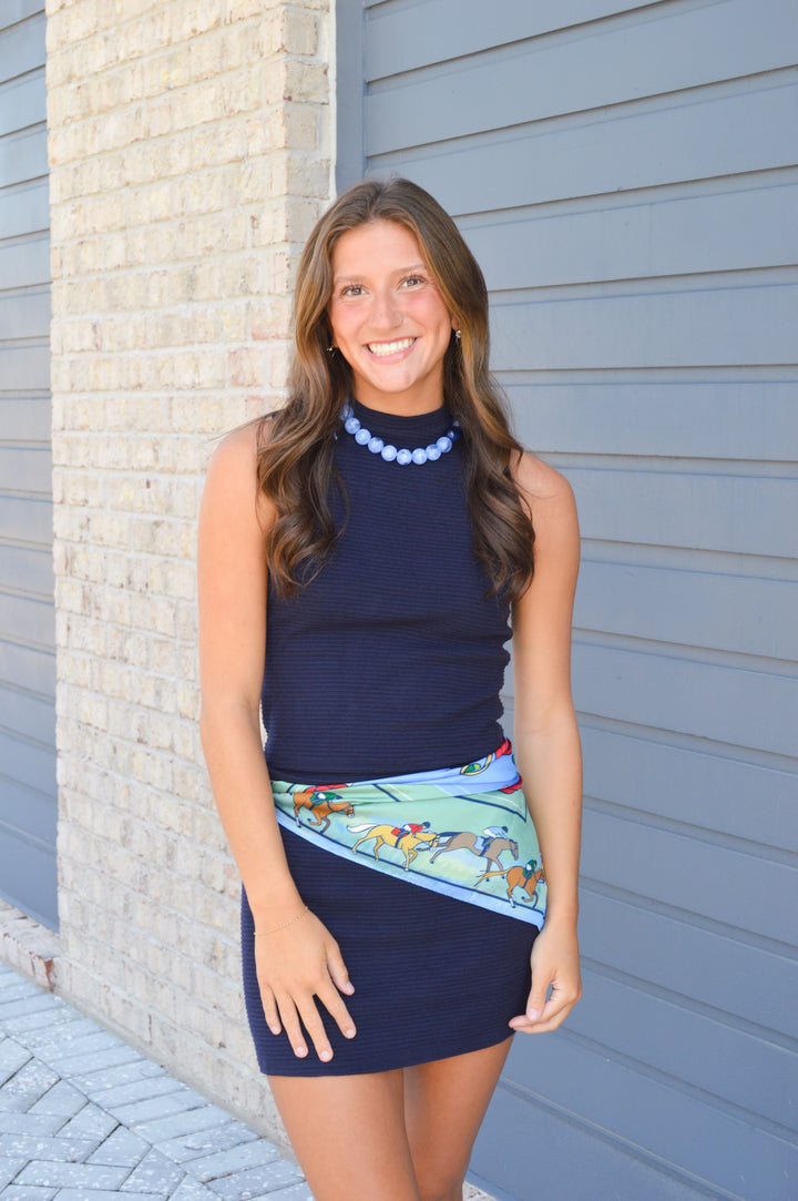 On a Stroll Knit Navy Skirt Set