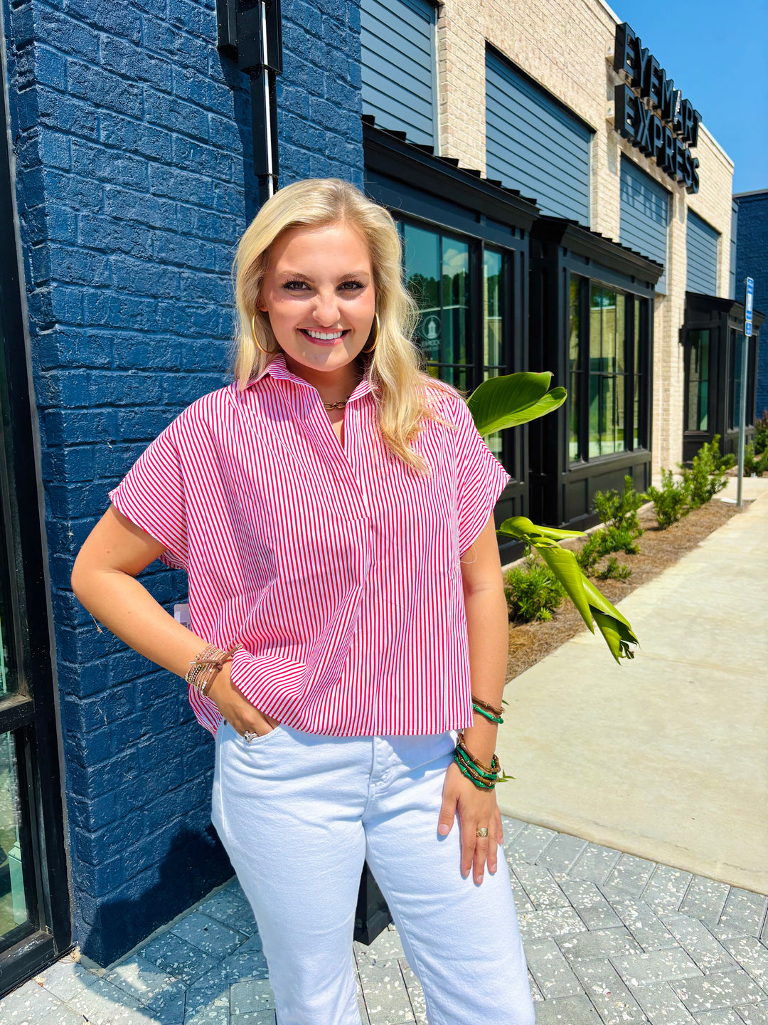 Signature Stripe Blouse - Red