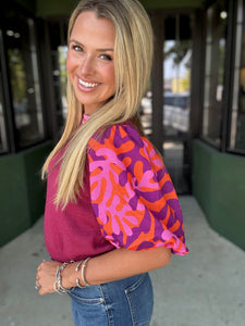 Plum Patterned Knit Top