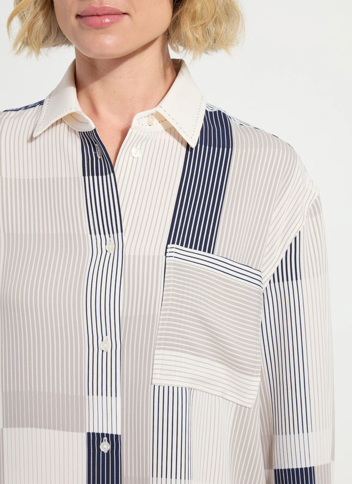 Striped Collage Cropped Shirt