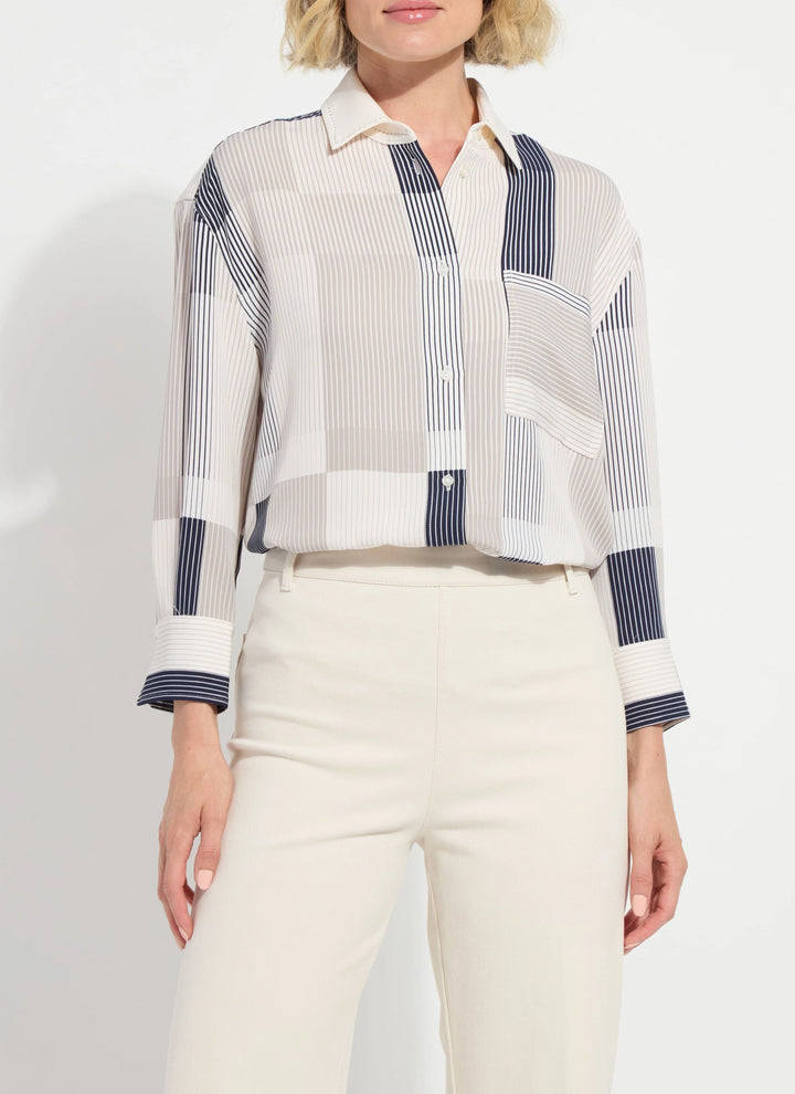 Striped Collage Cropped Shirt