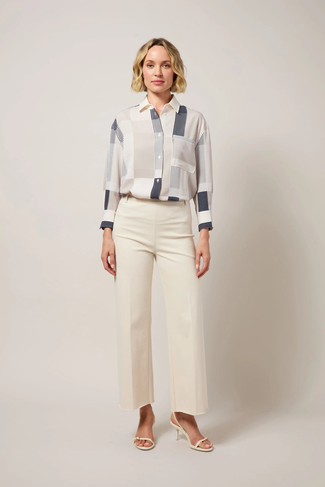 Striped Collage Cropped Shirt